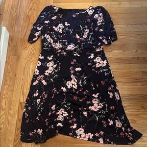 Jessica Howard Navy Midi Dress with Pink Floral Print